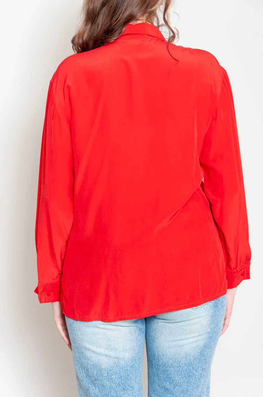 SL Silk blouse long sleeve Cherry red Single color - image 4