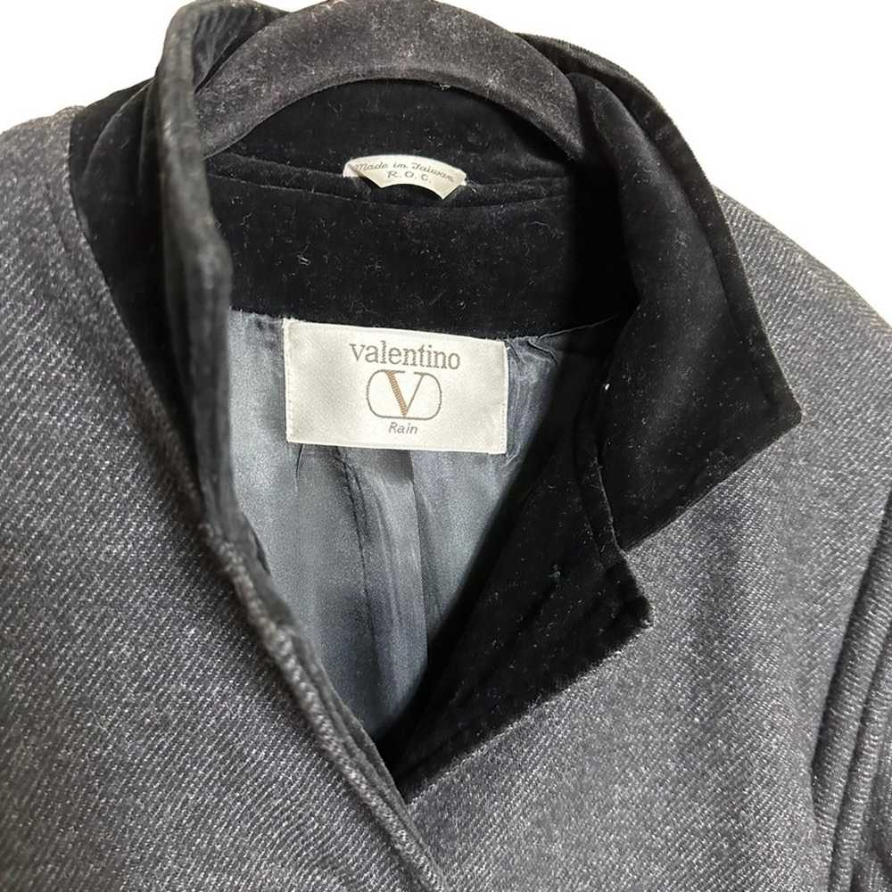 Valentino Vintage 80s Wool Blend Velvet Trim Rain… - image 2