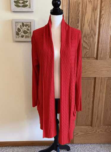 Avenue Avenue Long Sleeve Red Open Front Cardigan 