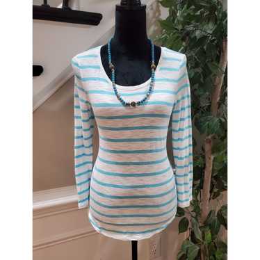 Chicos Chico's Striped Round Neck Long Sleeve Blo… - image 1