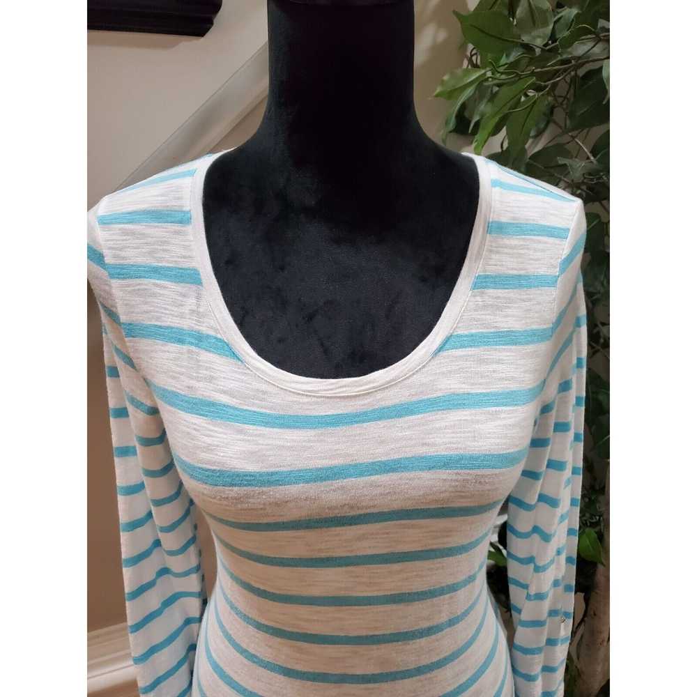 Chicos Chico's Striped Round Neck Long Sleeve Blo… - image 2