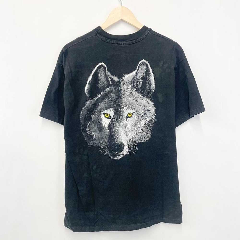 Hanes Vintage 90s Gray Wolf Wilderness Graphic T-… - image 1