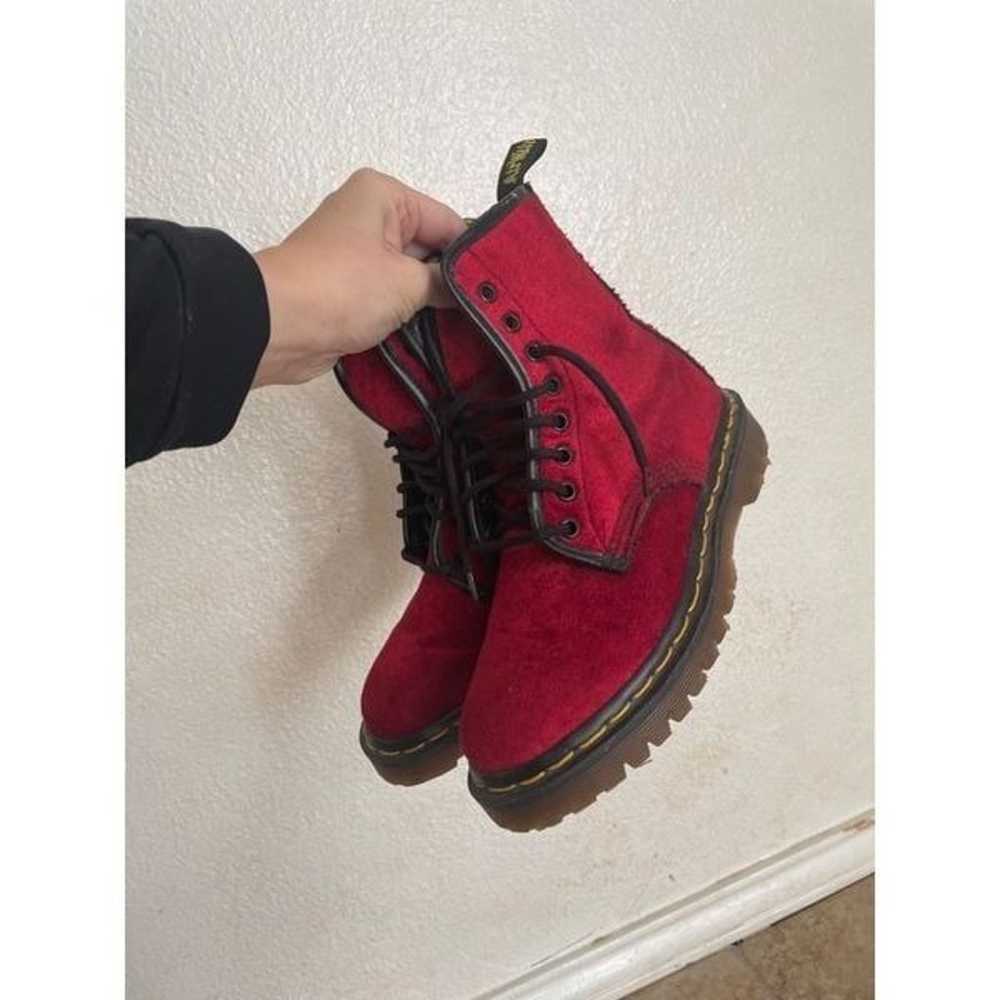 Vintage Dr. Marten Red Velvet Boots 5Womens - image 1