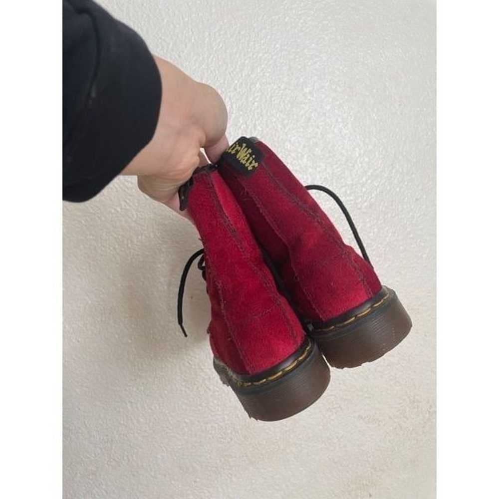 Vintage Dr. Marten Red Velvet Boots 5Womens - image 2