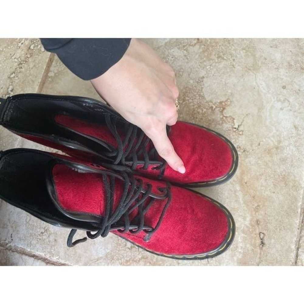 Vintage Dr. Marten Red Velvet Boots 5Womens - image 4