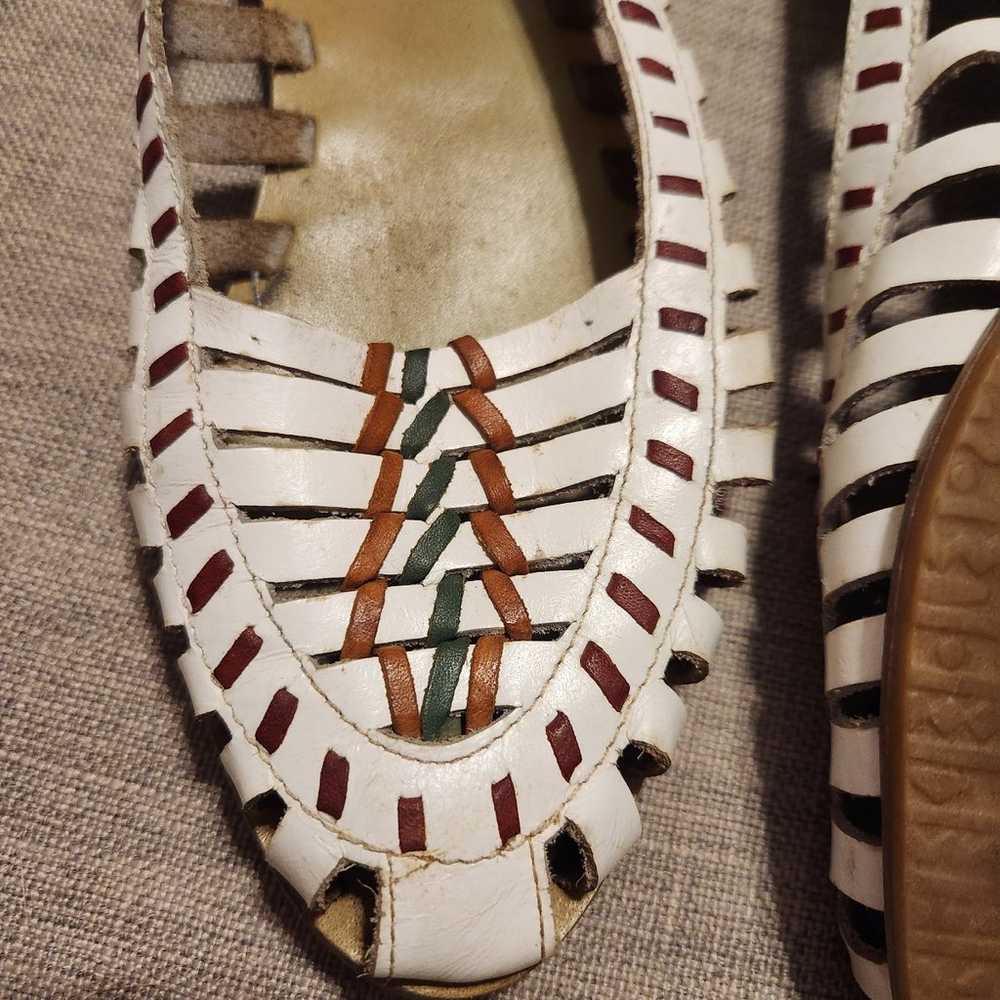 Apostrophe leather sandals - image 2