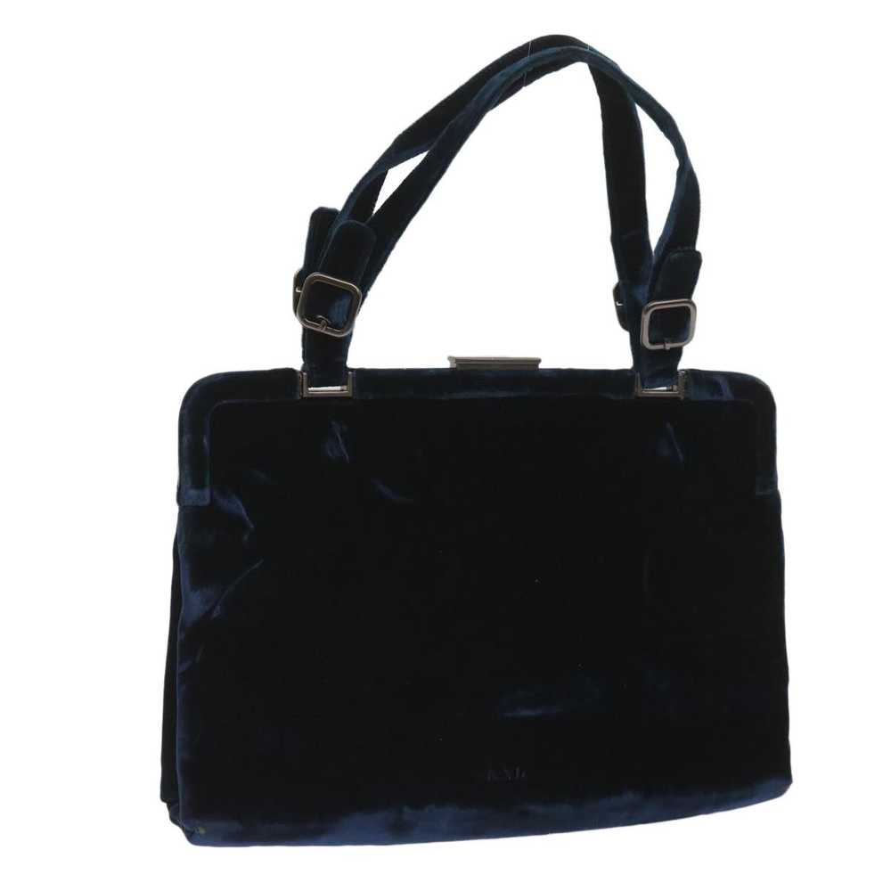 Prada PRADA Hand Bag Velor Blue Auth 65905 - image 1