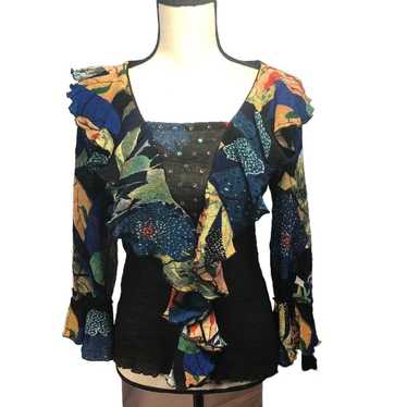 Alberto Makali vintage crinkle boho blouse