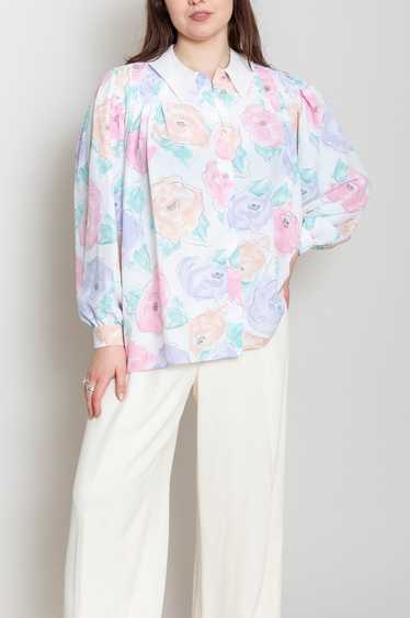 Light coloured floral blouse long sleeve Colourfu… - image 1