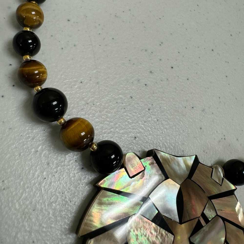 Vintage Lee Sands Onyx Tigers Eye Lion Head Neckl… - image 2