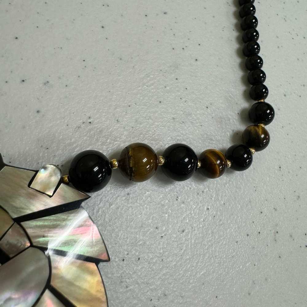 Vintage Lee Sands Onyx Tigers Eye Lion Head Neckl… - image 3