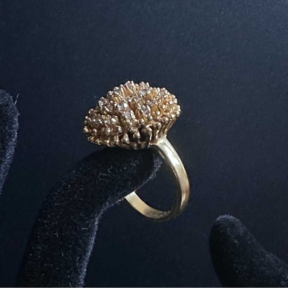 Vintage 14K Gold Plated CZ Cluster Dome Ring - image 6