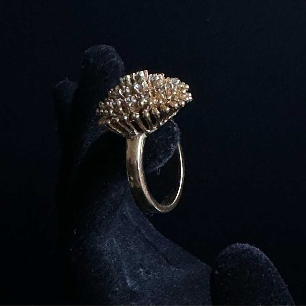 Vintage 14K Gold Plated CZ Cluster Dome Ring - image 9