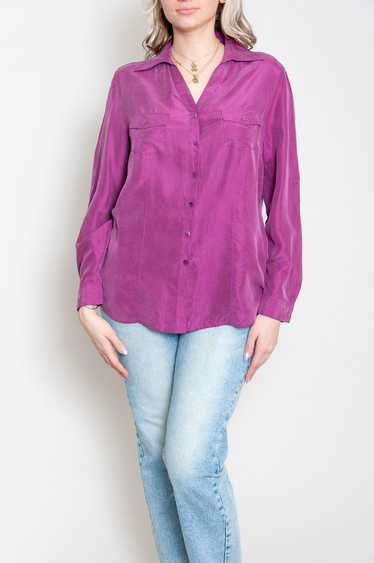 Silk blouse with a slight shimmer Purple solid col
