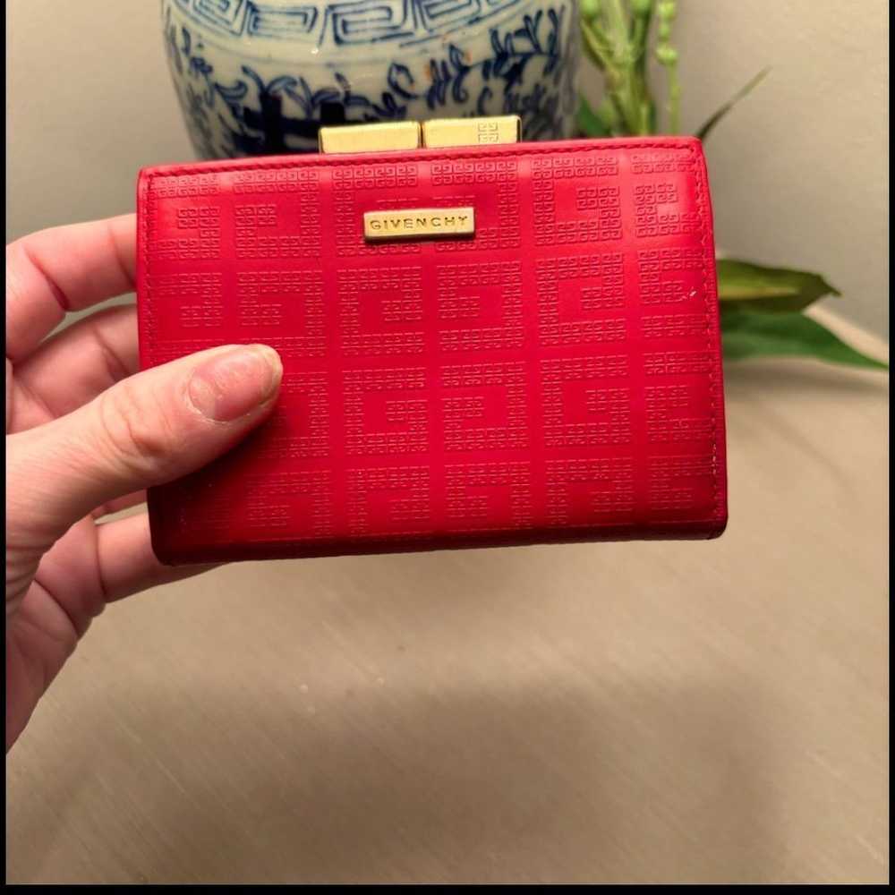 Incredibly Rare GIVENCHY Wallet Red Brand Logo Le… - image 1