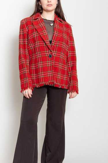 Marina Sport Checked Blazer With Red Hem Red with 