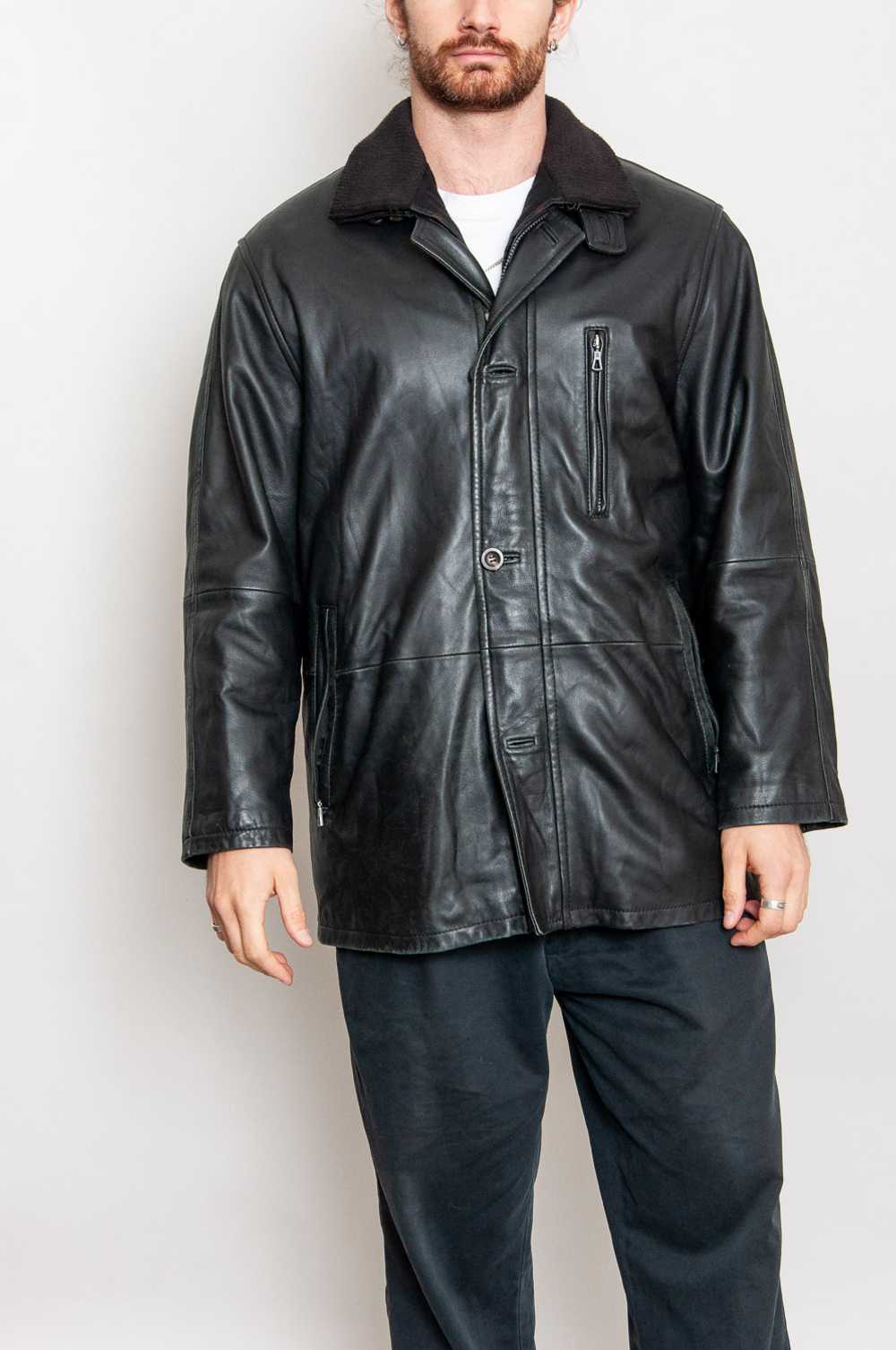 Bugatti straight leather jacket Black Single-colo… - image 2