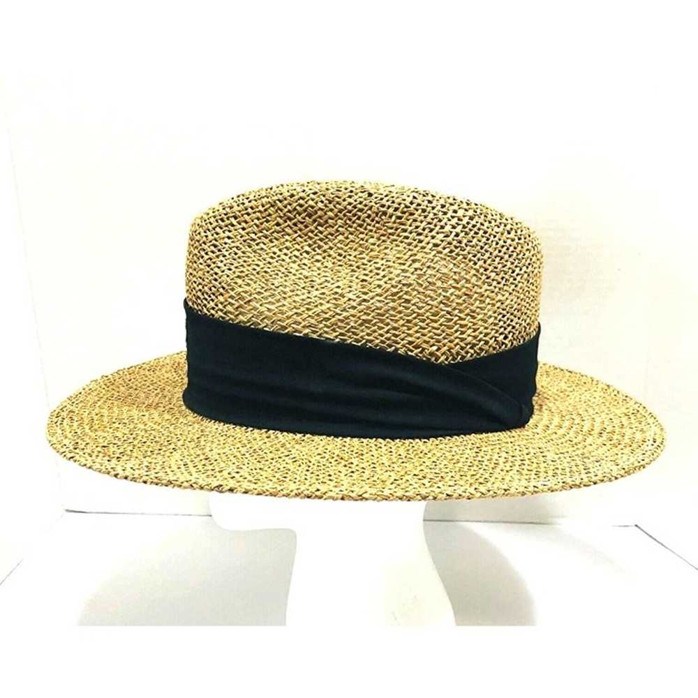 VTG Duckster Panama Straw Fiber Hat OS Embroidere… - image 3
