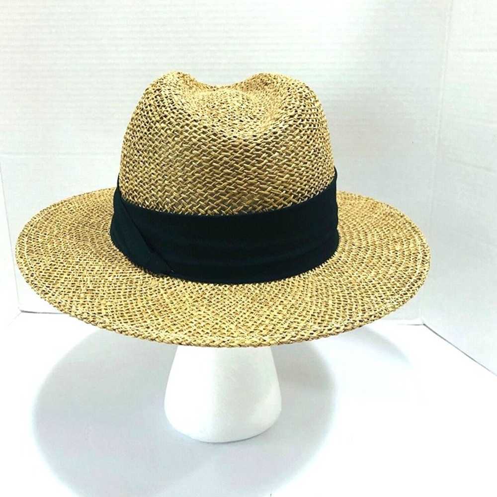 VTG Duckster Panama Straw Fiber Hat OS Embroidere… - image 4