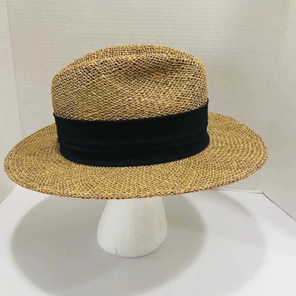 VTG Duckster Panama Straw Fiber Hat OS Embroidere… - image 5