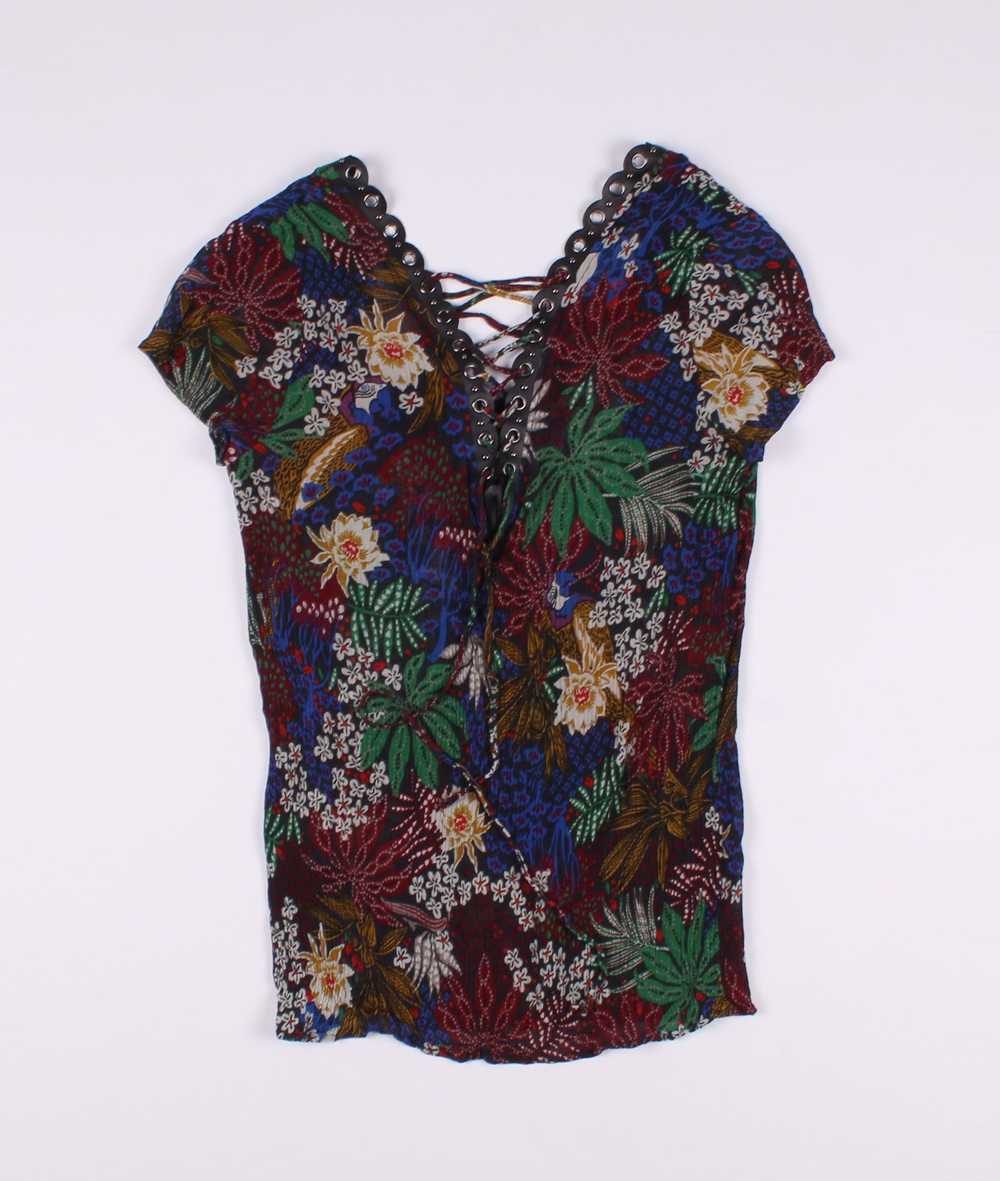 Ikks IKKS Silk Blend Pleated Flora Blouse Top - image 11