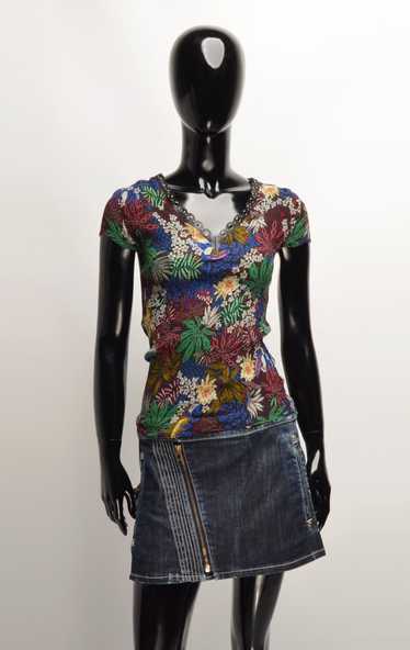 Ikks IKKS Silk Blend Pleated Flora Blouse Top - image 1