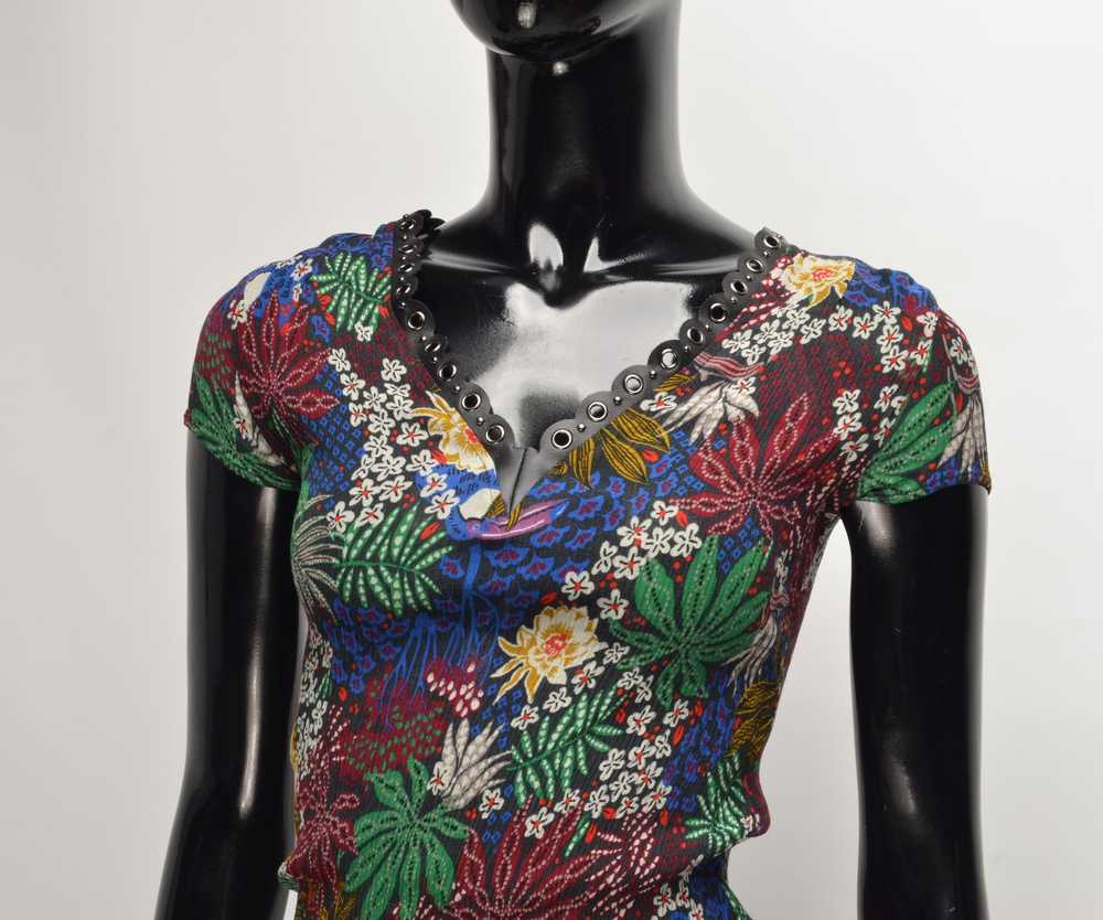 Ikks IKKS Silk Blend Pleated Flora Blouse Top - image 2