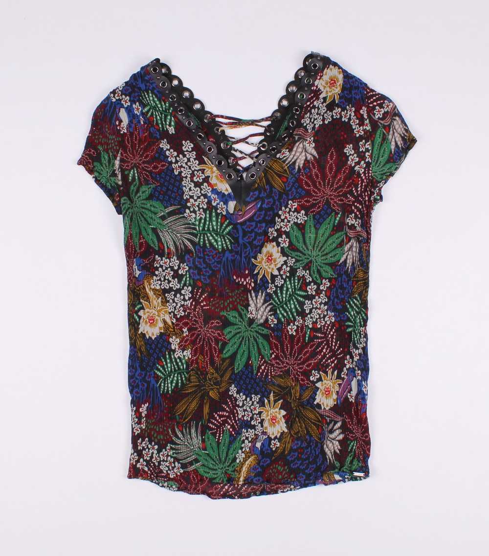 Ikks IKKS Silk Blend Pleated Flora Blouse Top - image 4