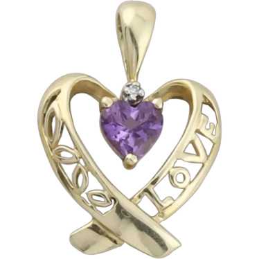Pendant Only 10k Yellow Gold Natural Amethyst Love