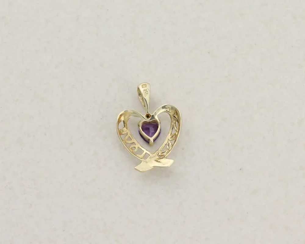 Pendant Only 10k Yellow Gold Natural Amethyst Lov… - image 2