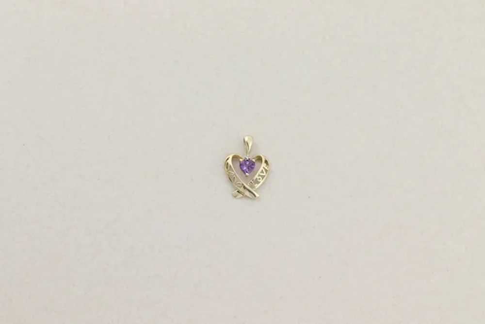 Pendant Only 10k Yellow Gold Natural Amethyst Lov… - image 5