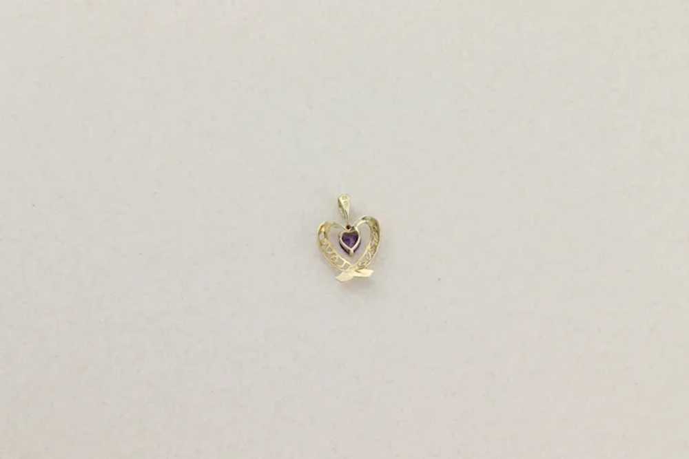 Pendant Only 10k Yellow Gold Natural Amethyst Lov… - image 6