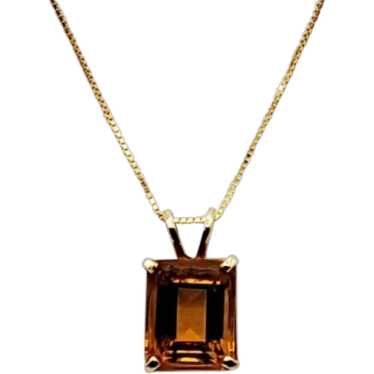 14K Gold Orange Mandarin Spessartite Garnet Pendan