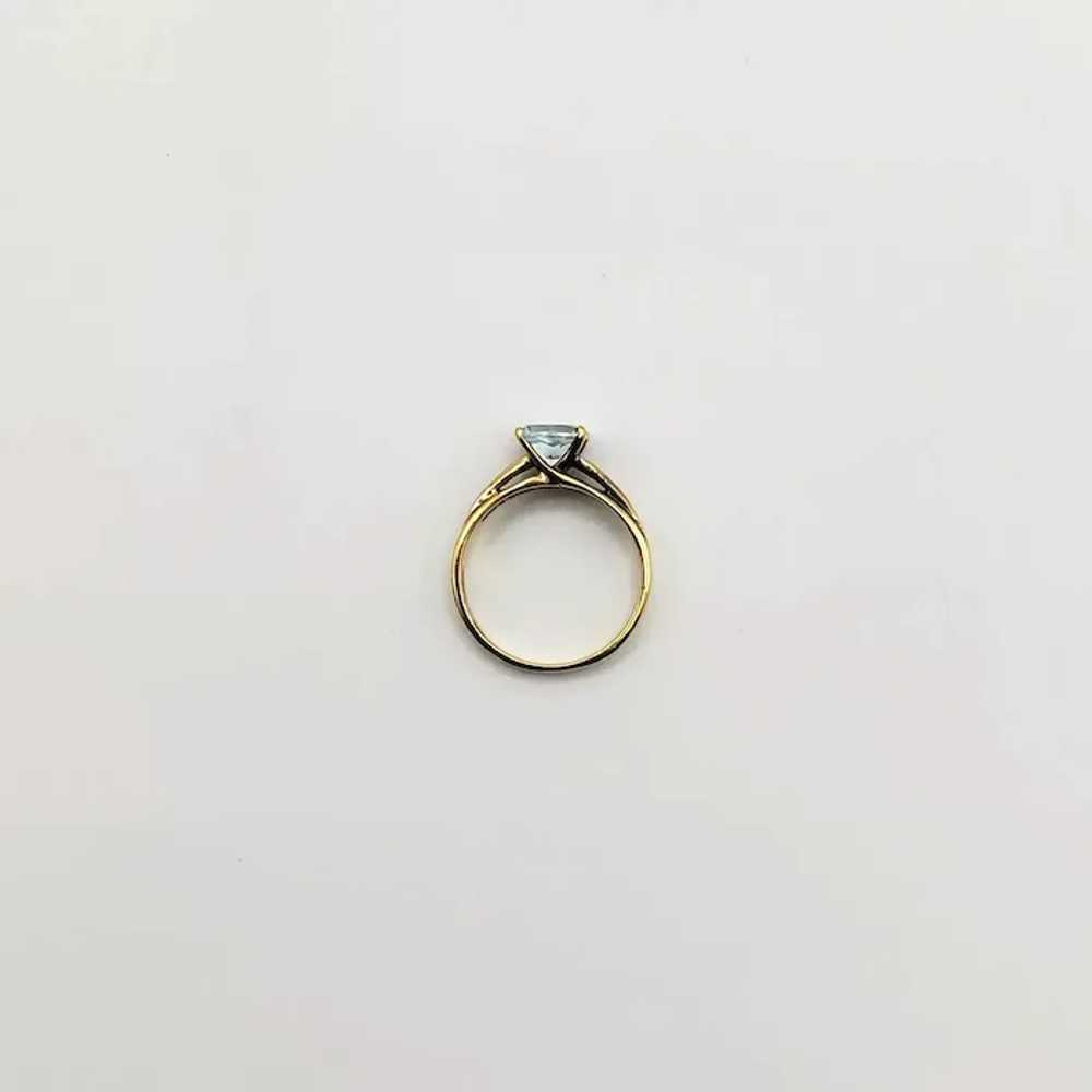 14K Gold Princess Cut Aquamarine Diamond Ring - image 5