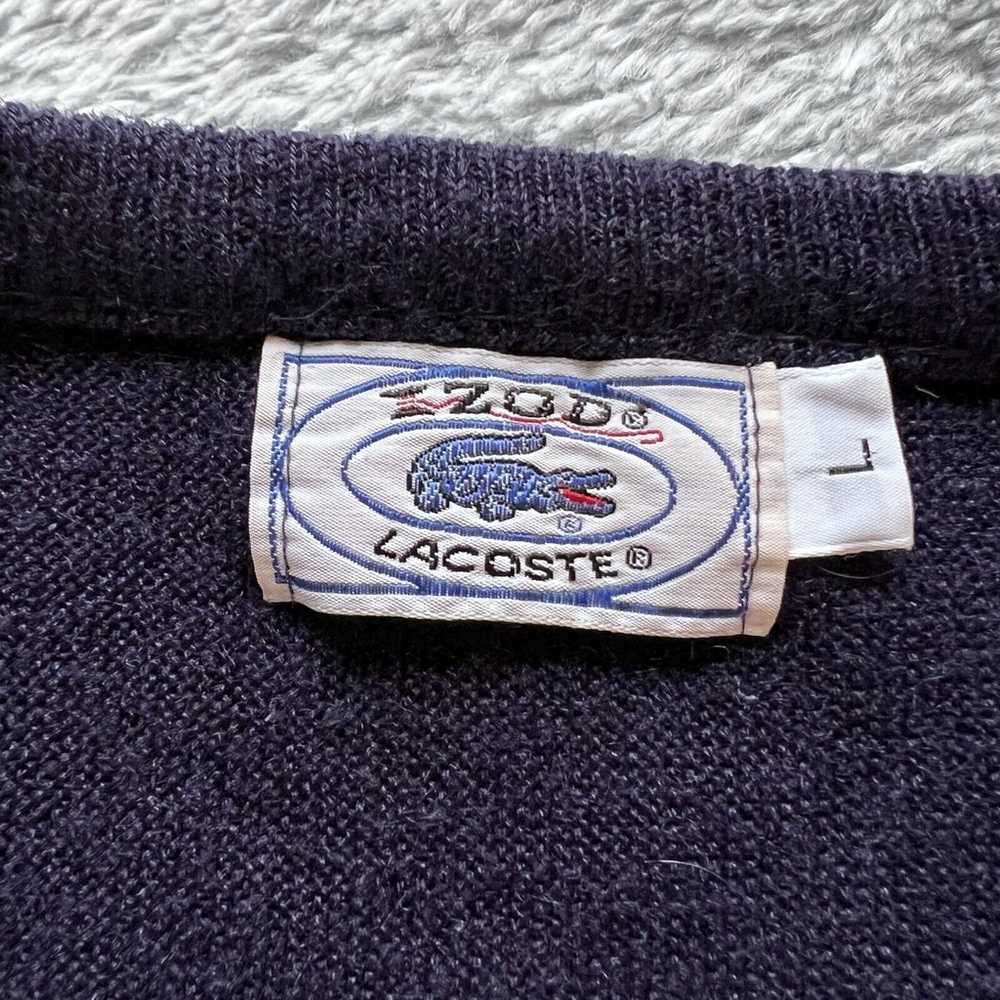 Lacoste Izod Vintage Sweater Rare V-Neck Navy Blu… - image 3