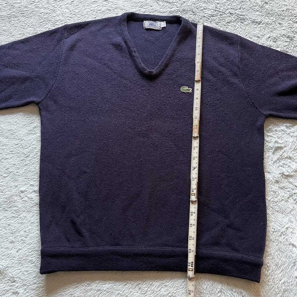 Lacoste Izod Vintage Sweater Rare V-Neck Navy Blu… - image 5