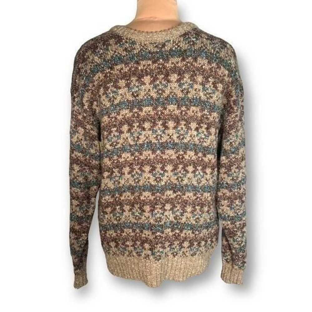 Vintage Michael Morgan Sweater Tonal Tan Turquois… - image 2
