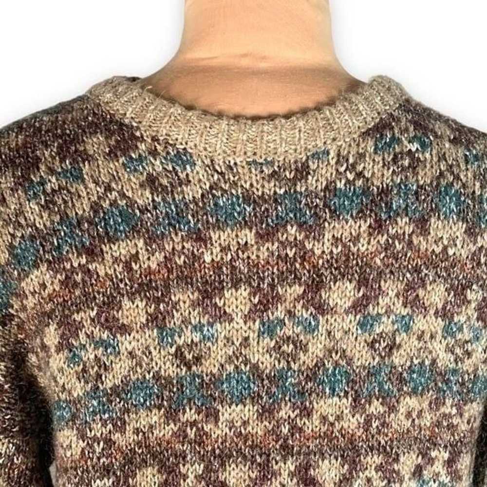 Vintage Michael Morgan Sweater Tonal Tan Turquois… - image 3