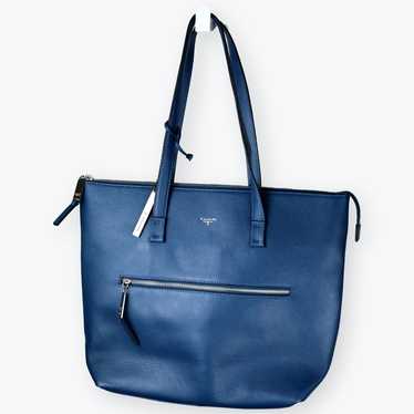 Tahari Blue Large Leather Shopper Tote Handbag