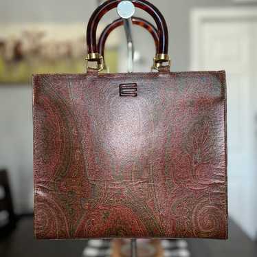 Etro box tote with tortoise shell colored handles - image 1