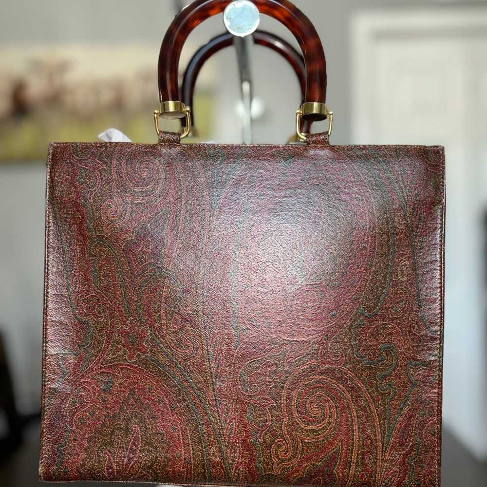 Etro box tote with tortoise shell colored handles - image 2