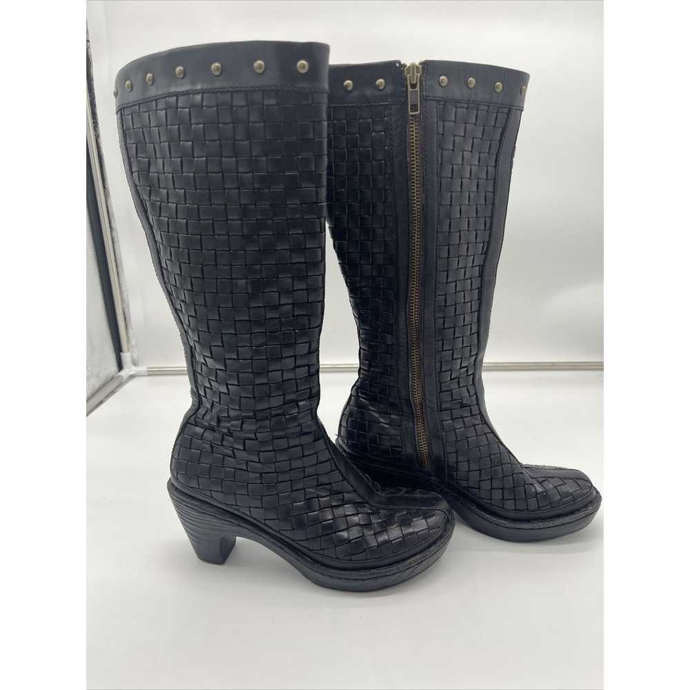 Born Knee High Black Boots Women’s 6 Leather Weav… - image 1