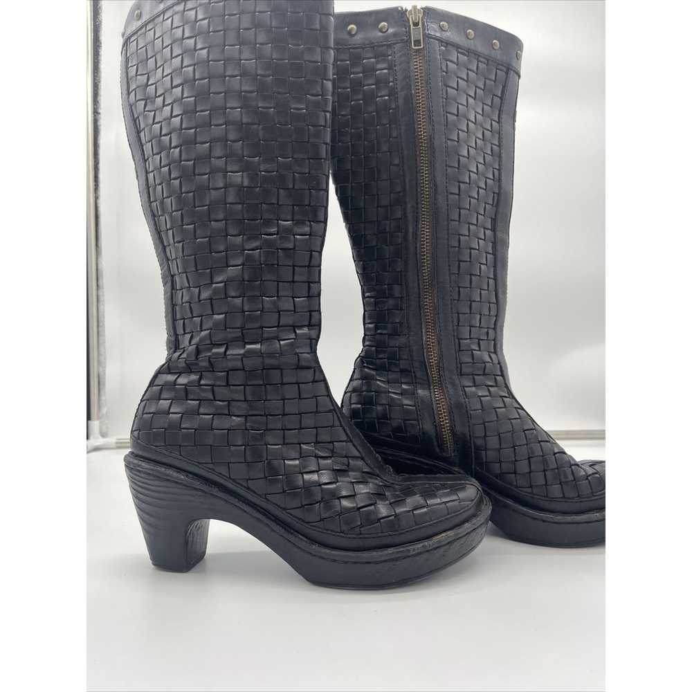 Born Knee High Black Boots Women’s 6 Leather Weav… - image 2