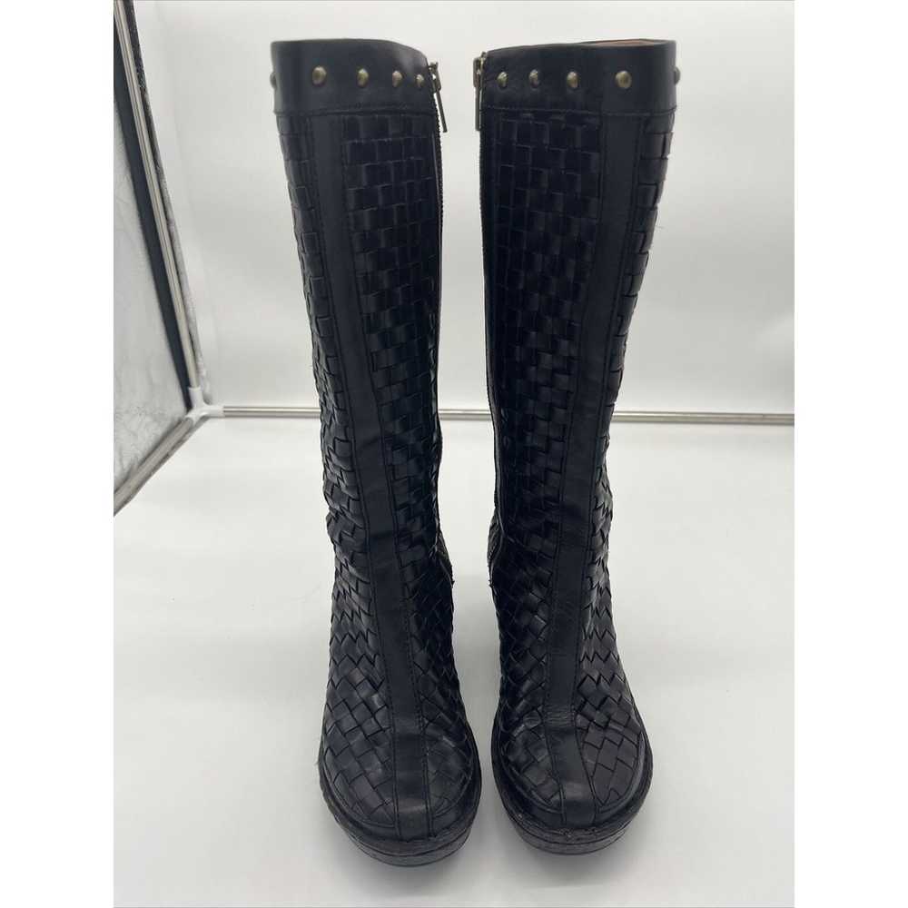 Born Knee High Black Boots Women’s 6 Leather Weav… - image 3