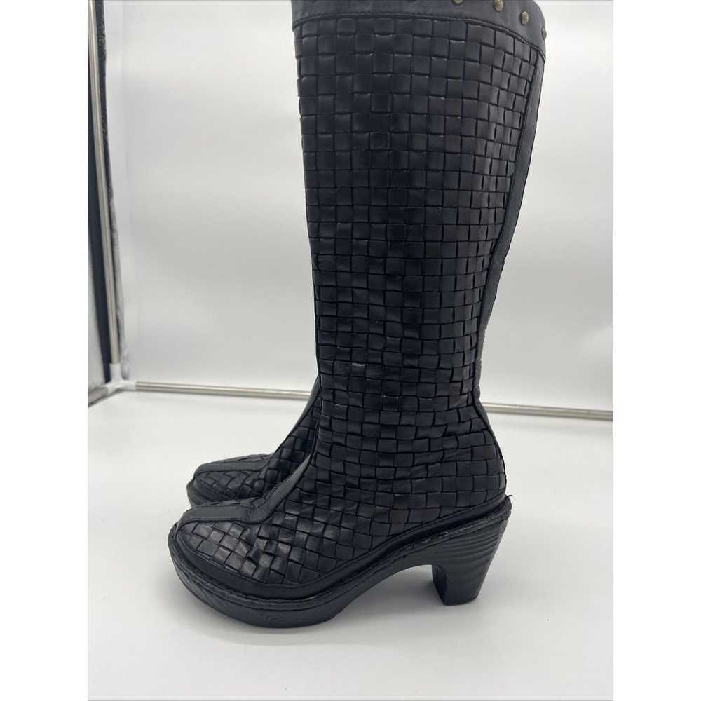 Born Knee High Black Boots Women’s 6 Leather Weav… - image 5