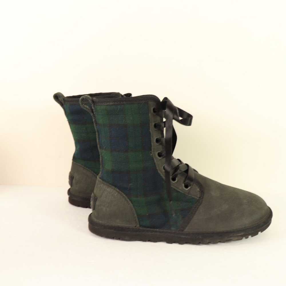 Ugg Jaxen Plaid Shearling Leather Lace Up Ankle B… - image 1