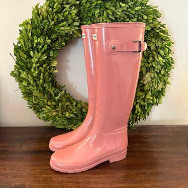 Hunter Original Tall Gloss Pink Boots 6