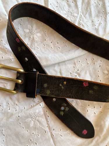 Vintage Leather Tooled Floral Belt