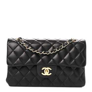 CHANEL Lambskin Quilted Small Double Flap Black