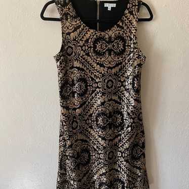 francescas black and gold sequin dress Small